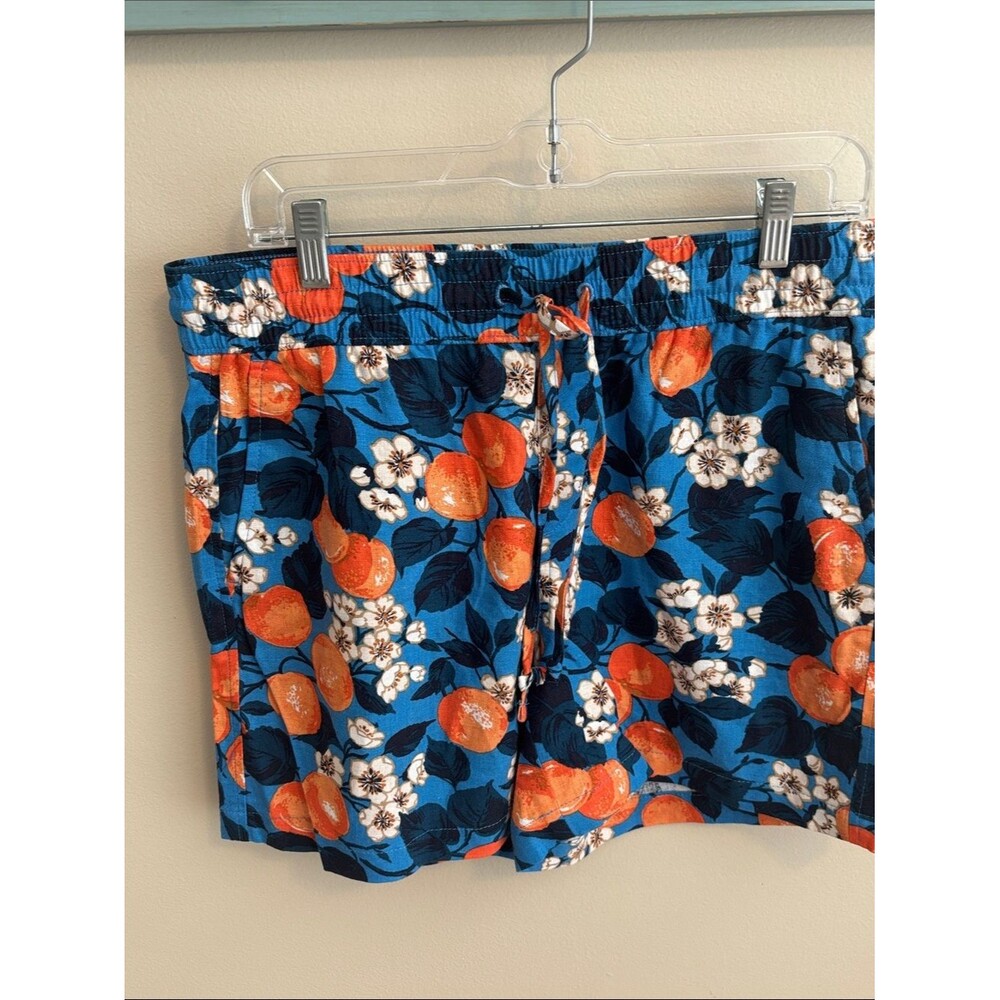 NEW Ann Taylor Blue & Orange Print Shorts linen blend size medium